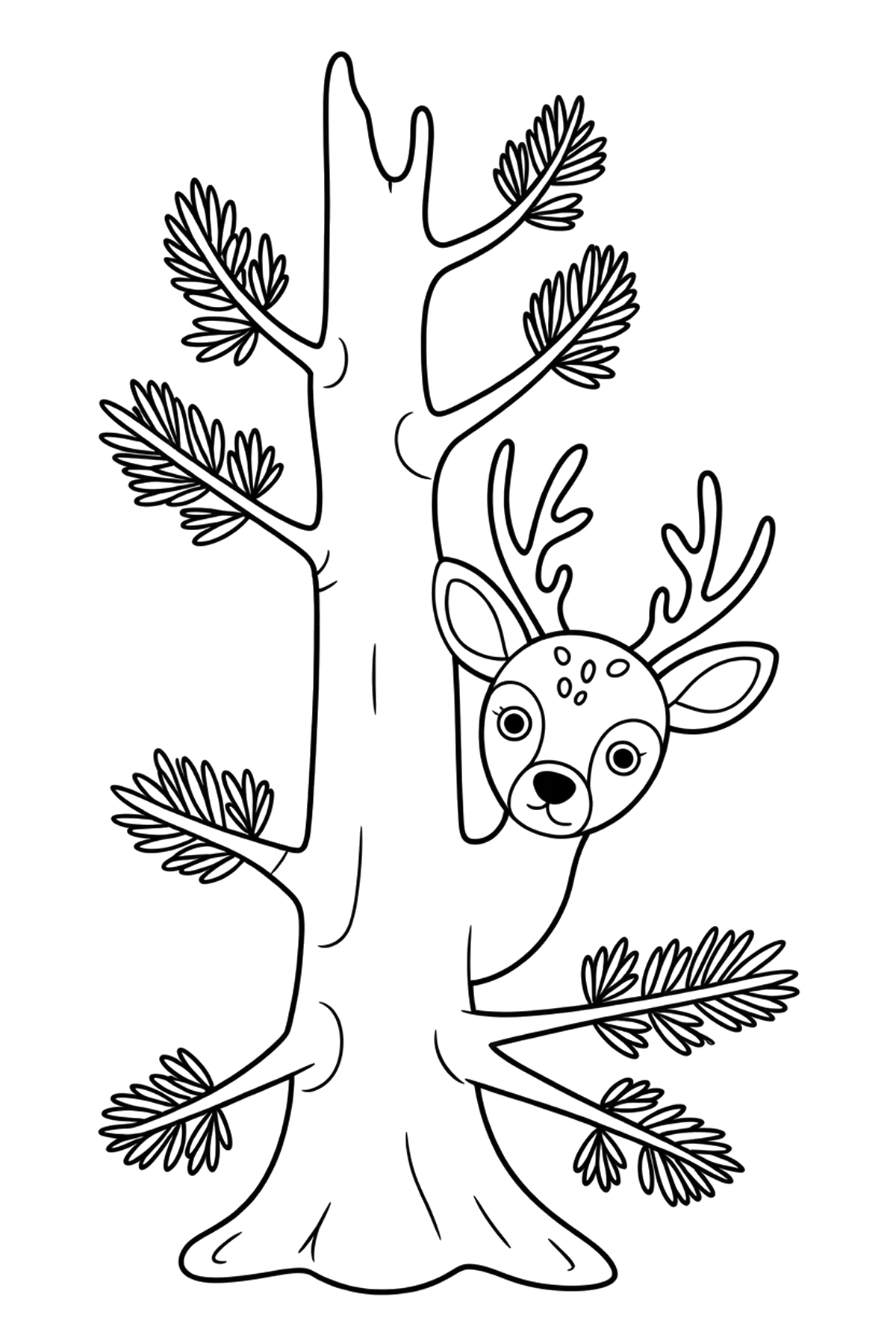 pine trunk deer coloring sheets