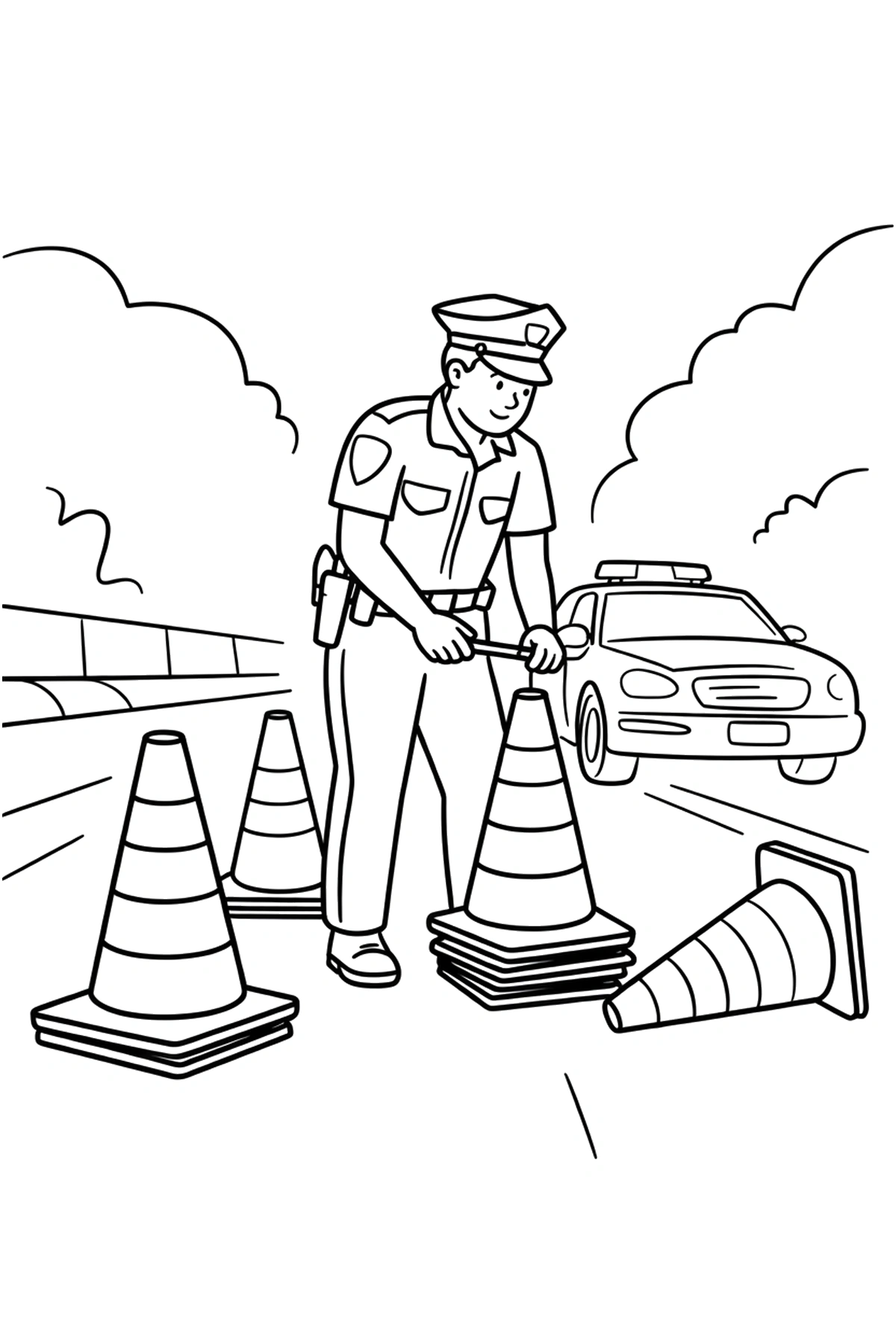 police officer hat coloring page