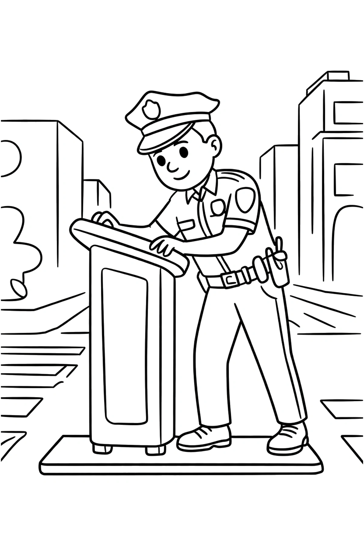 police officer podium crosswalk coloring pages