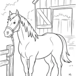 pulling-horse-hitching-post-coloring-pages