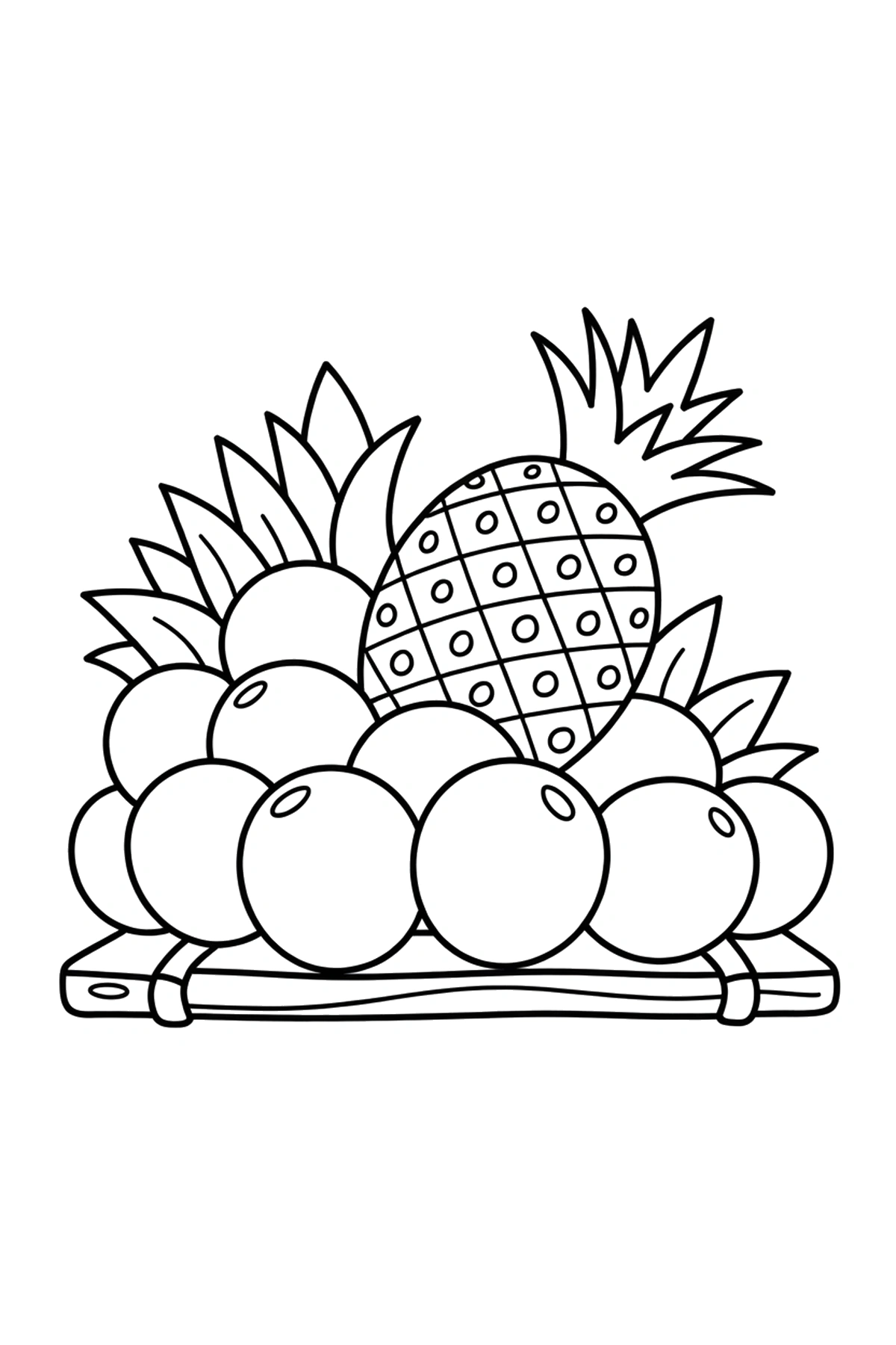 pulling pineapple bamboo shelf coloring pages