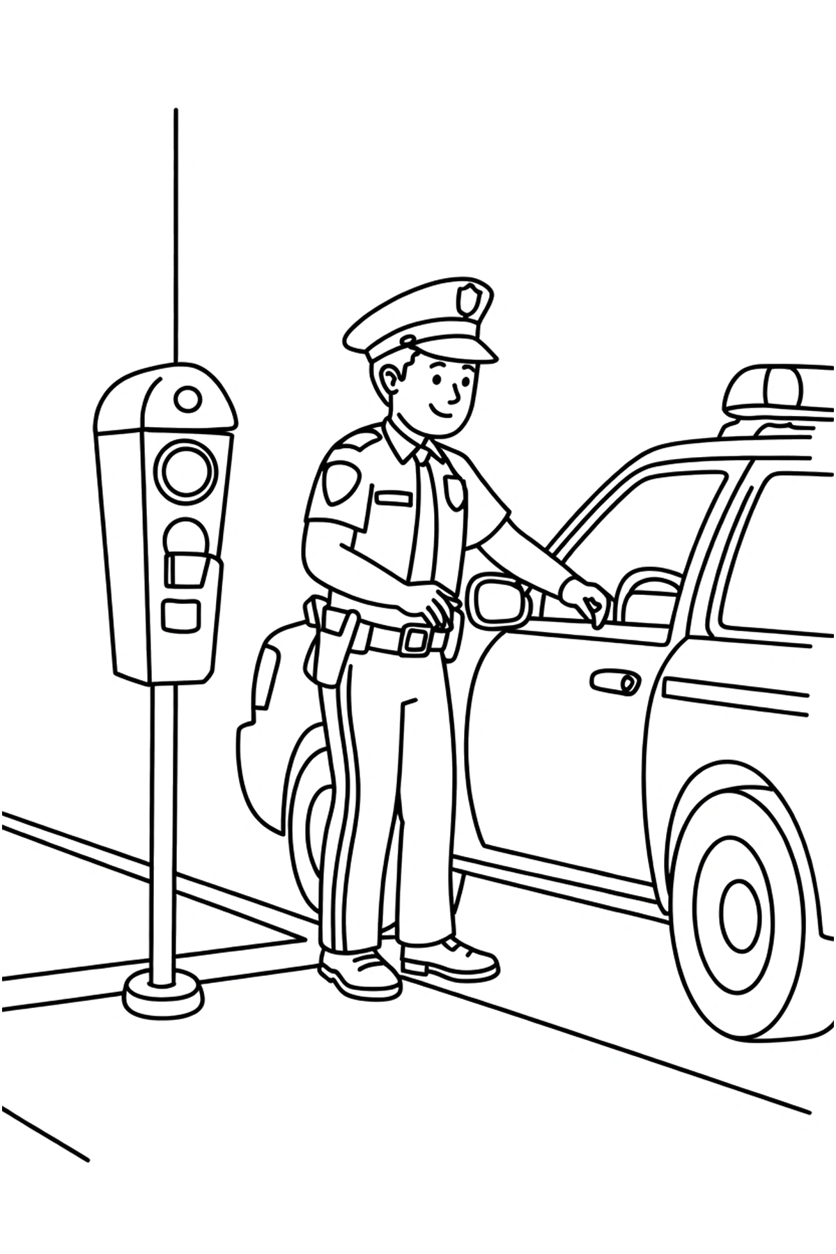 pulling police officer car door coloring pages