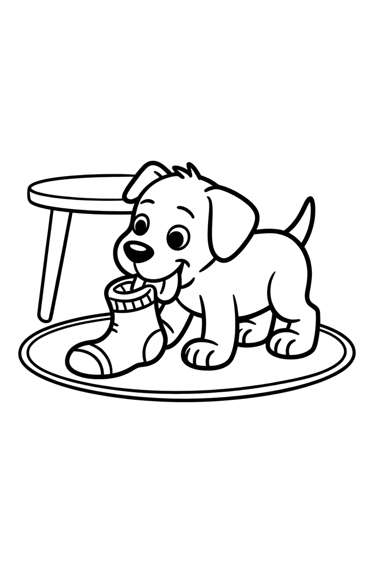 pulling puppy sock rug coloring pages