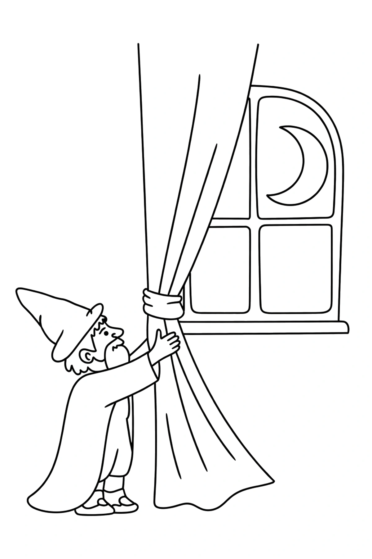 pulling wizard curtain window coloring pages
