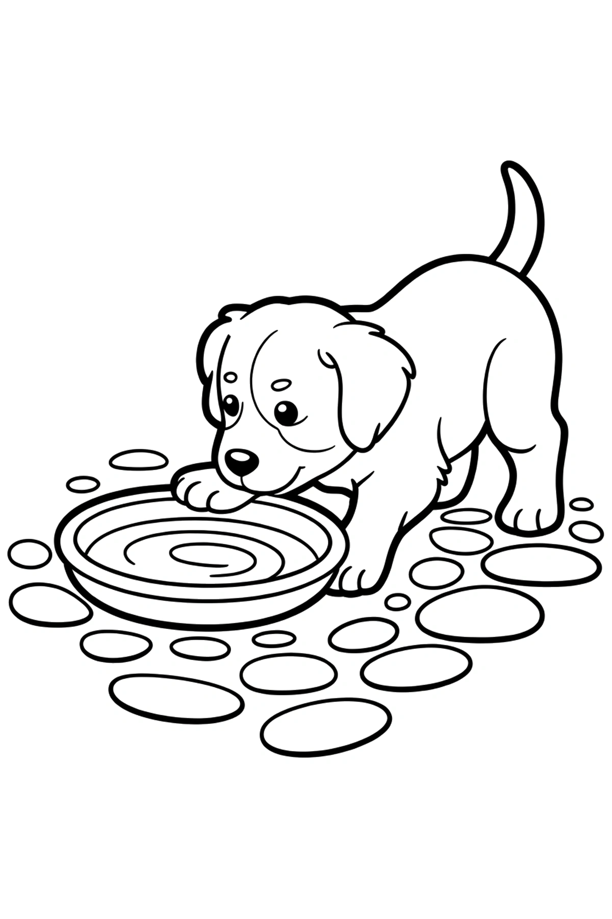 puppy water dish patio coloring pages