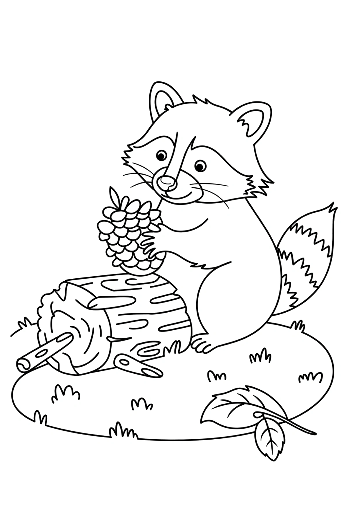 raccoon coloring pages pinecone log