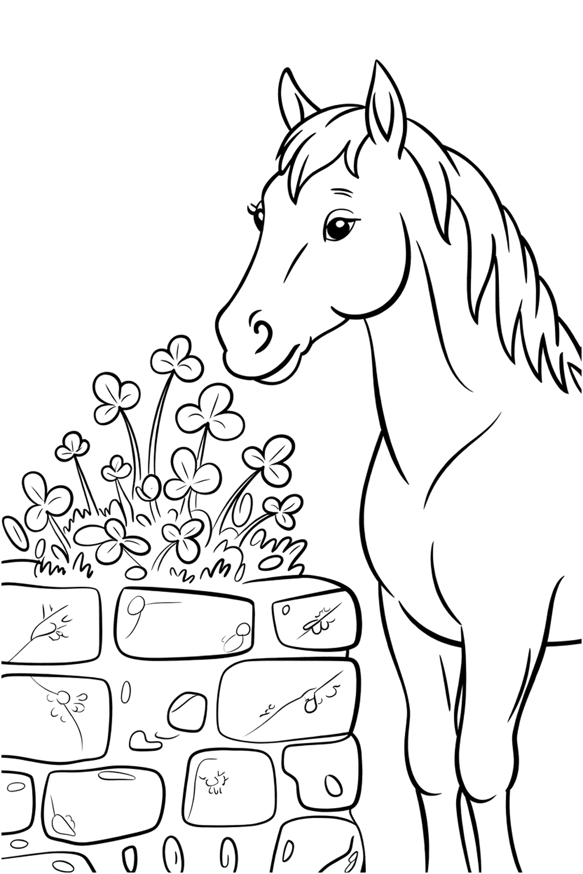 reaching horse stone wall coloring pages