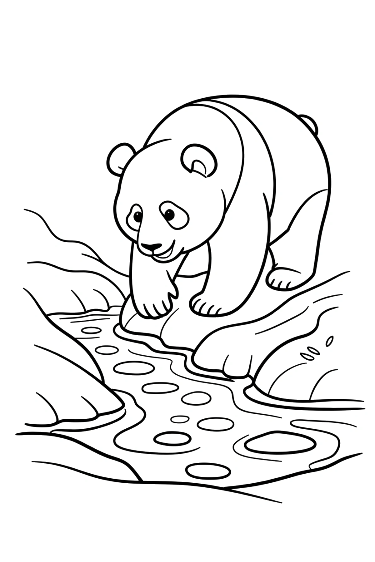 reaching panda mossy bank coloring pages