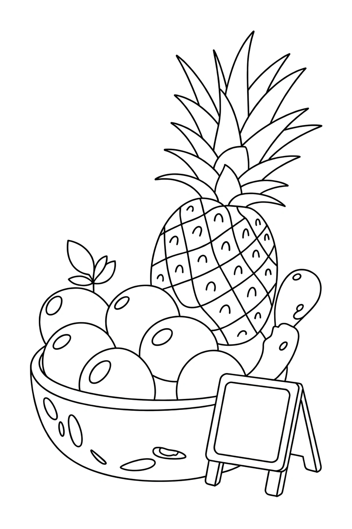 reaching pineapple fruit stand coloring pages
