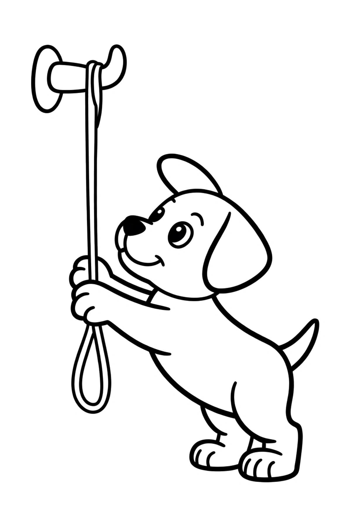 reaching puppy coat hook coloring pages