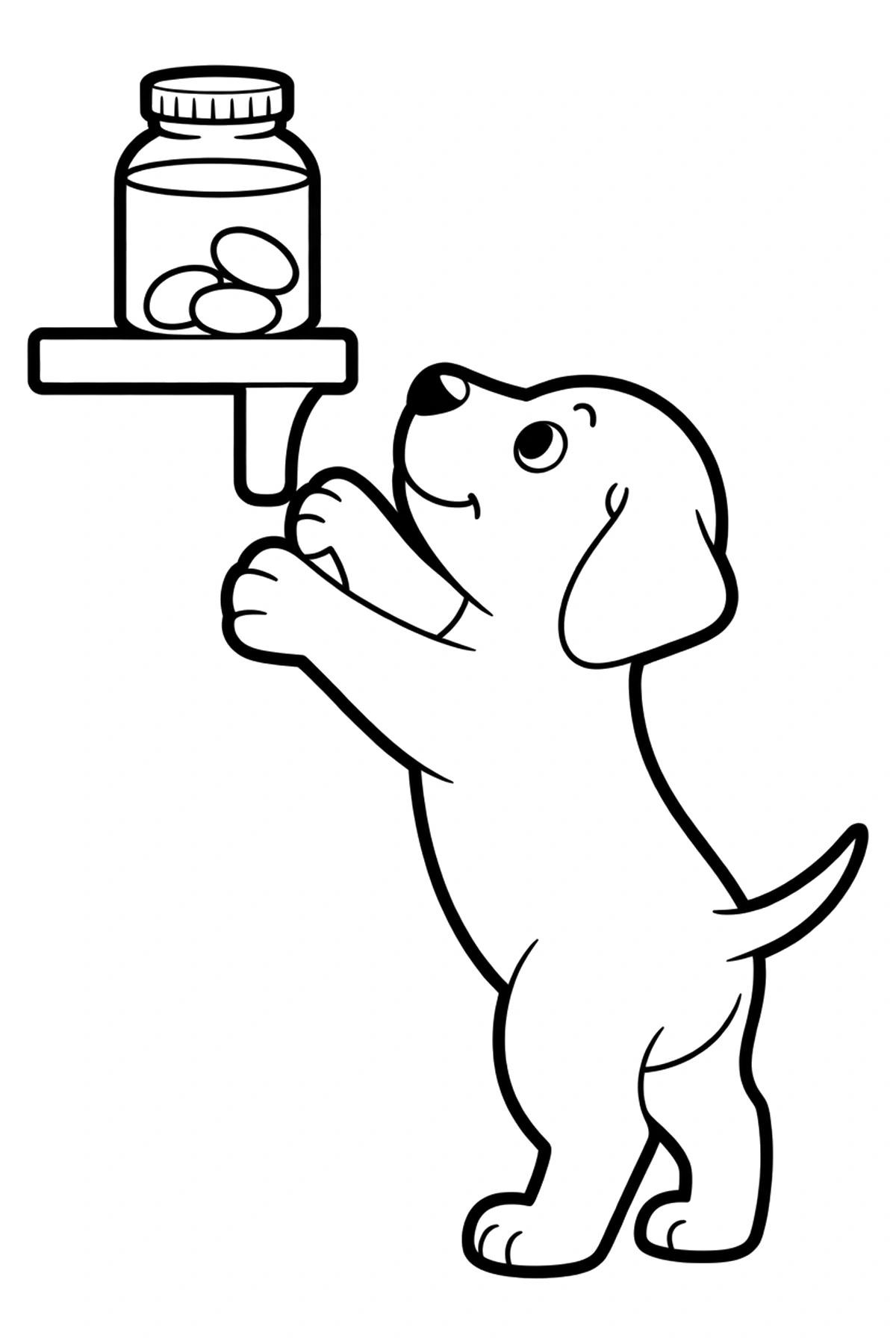 reaching puppy shelf treat jar coloring pages