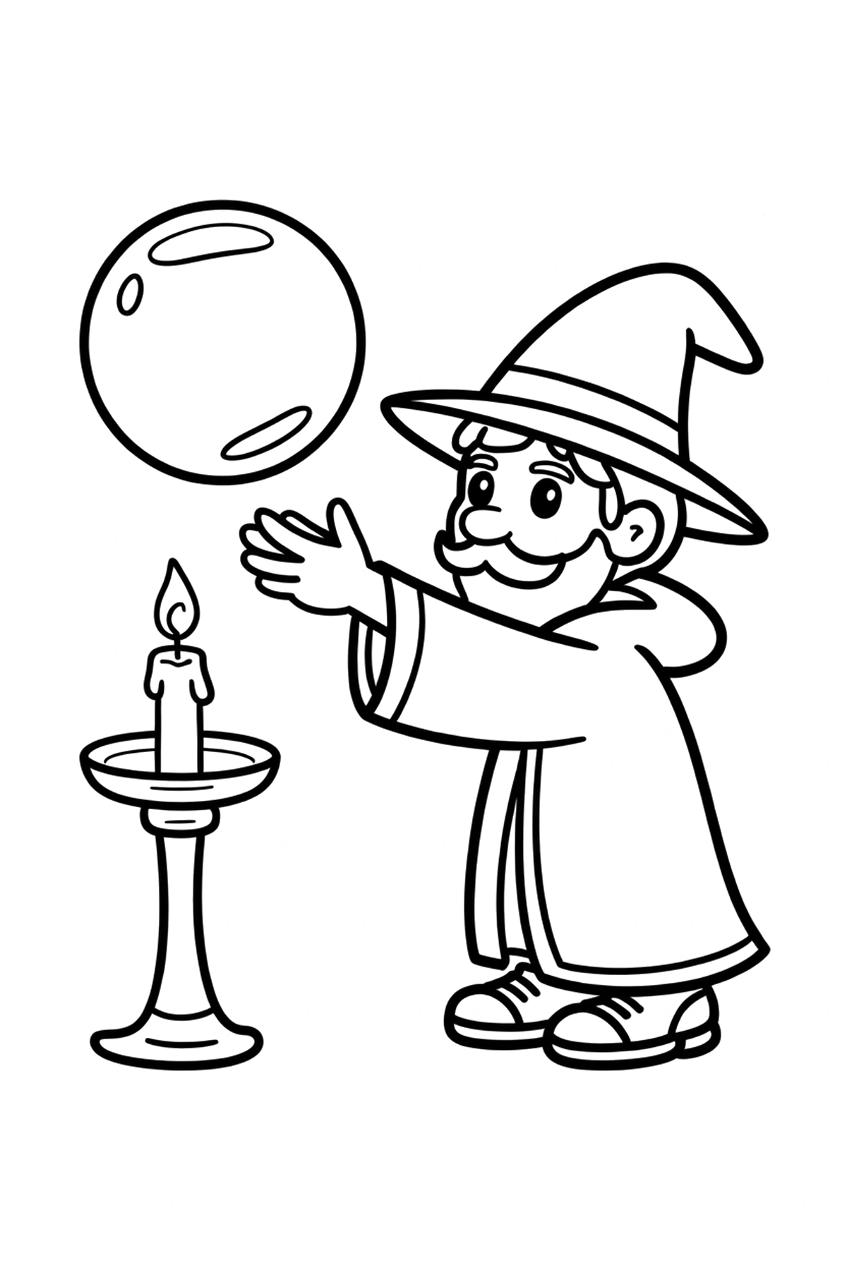 reaching wizard orb candle coloring pages