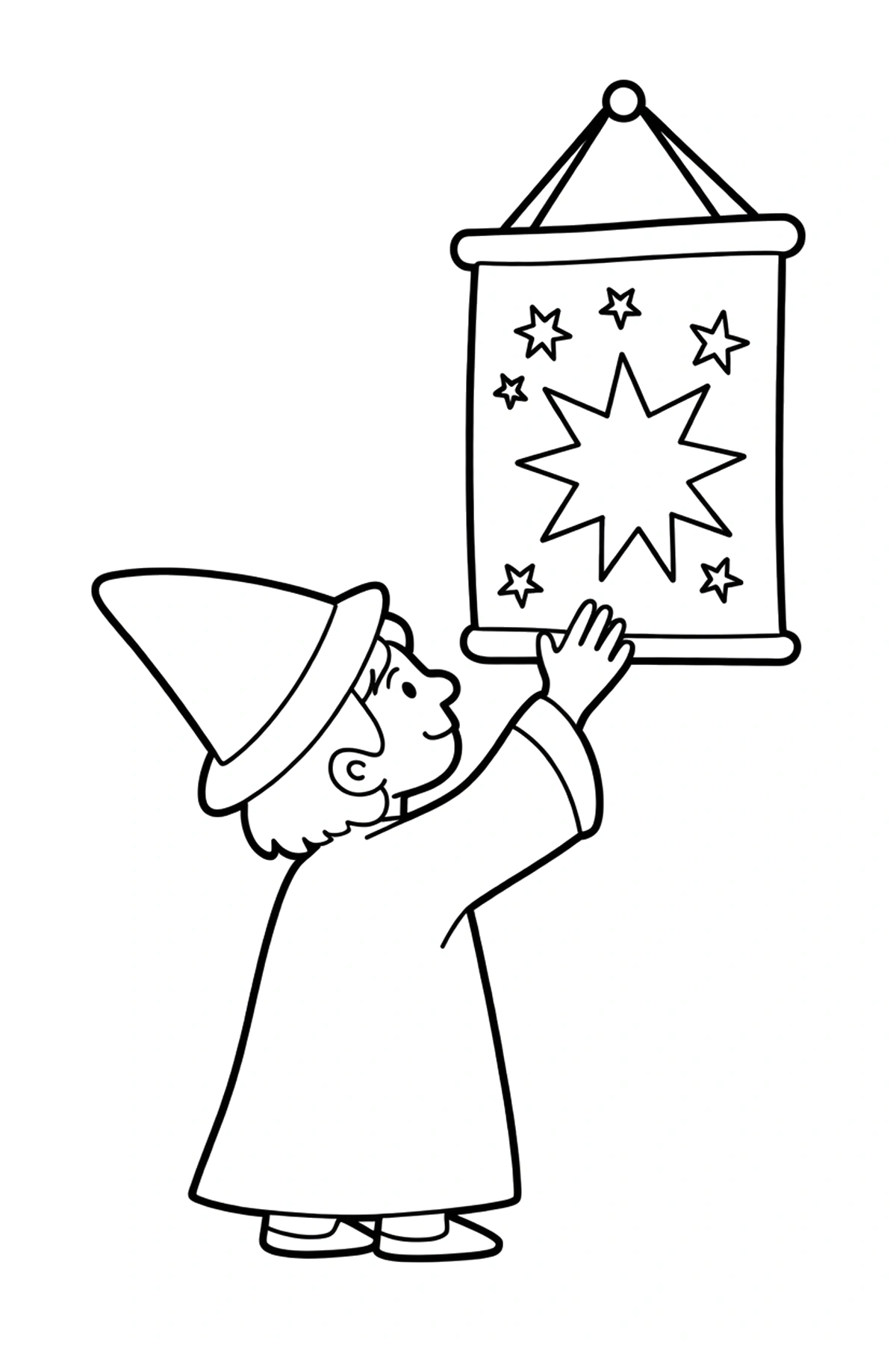 reaching wizard star chart wall coloring pages
