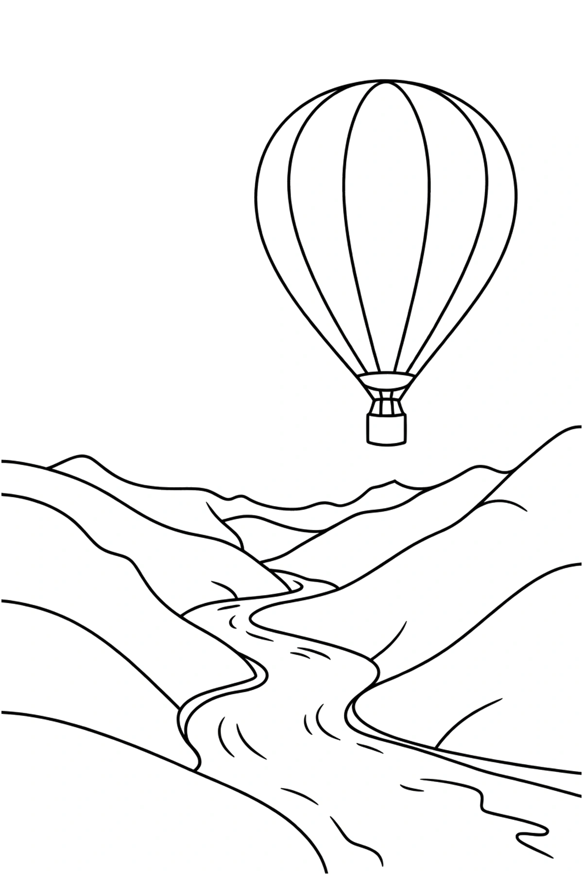 river valley hot air balloon coloring page