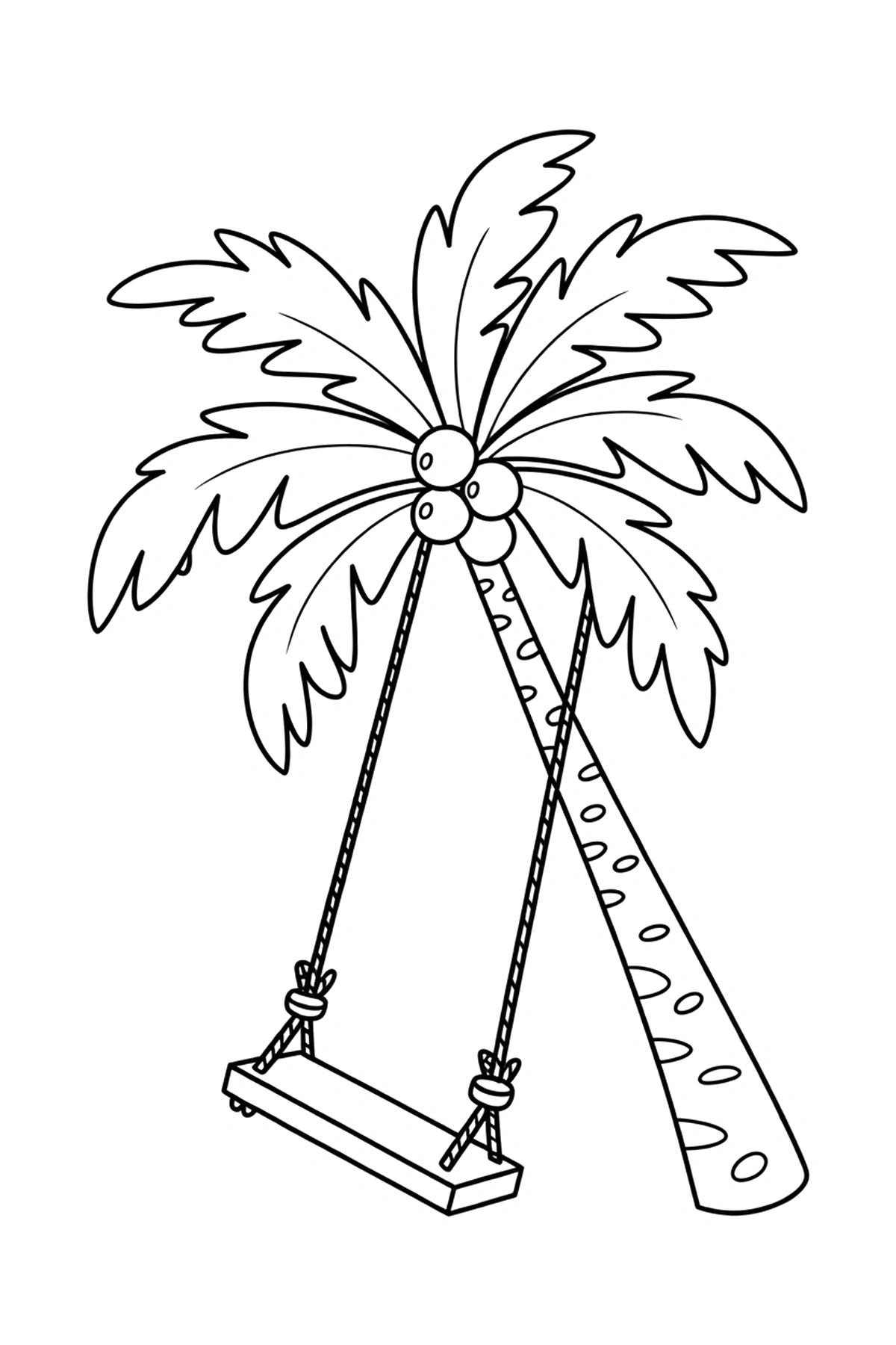 rope swing scene palm tree coloring page