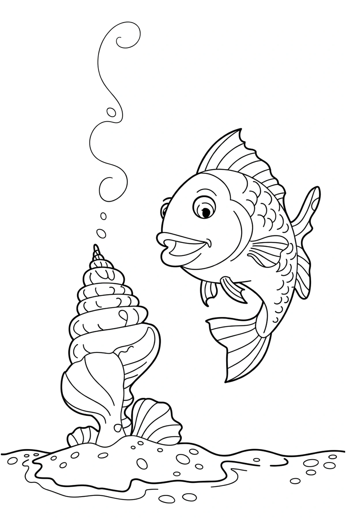 seashell tower fish coloring pages