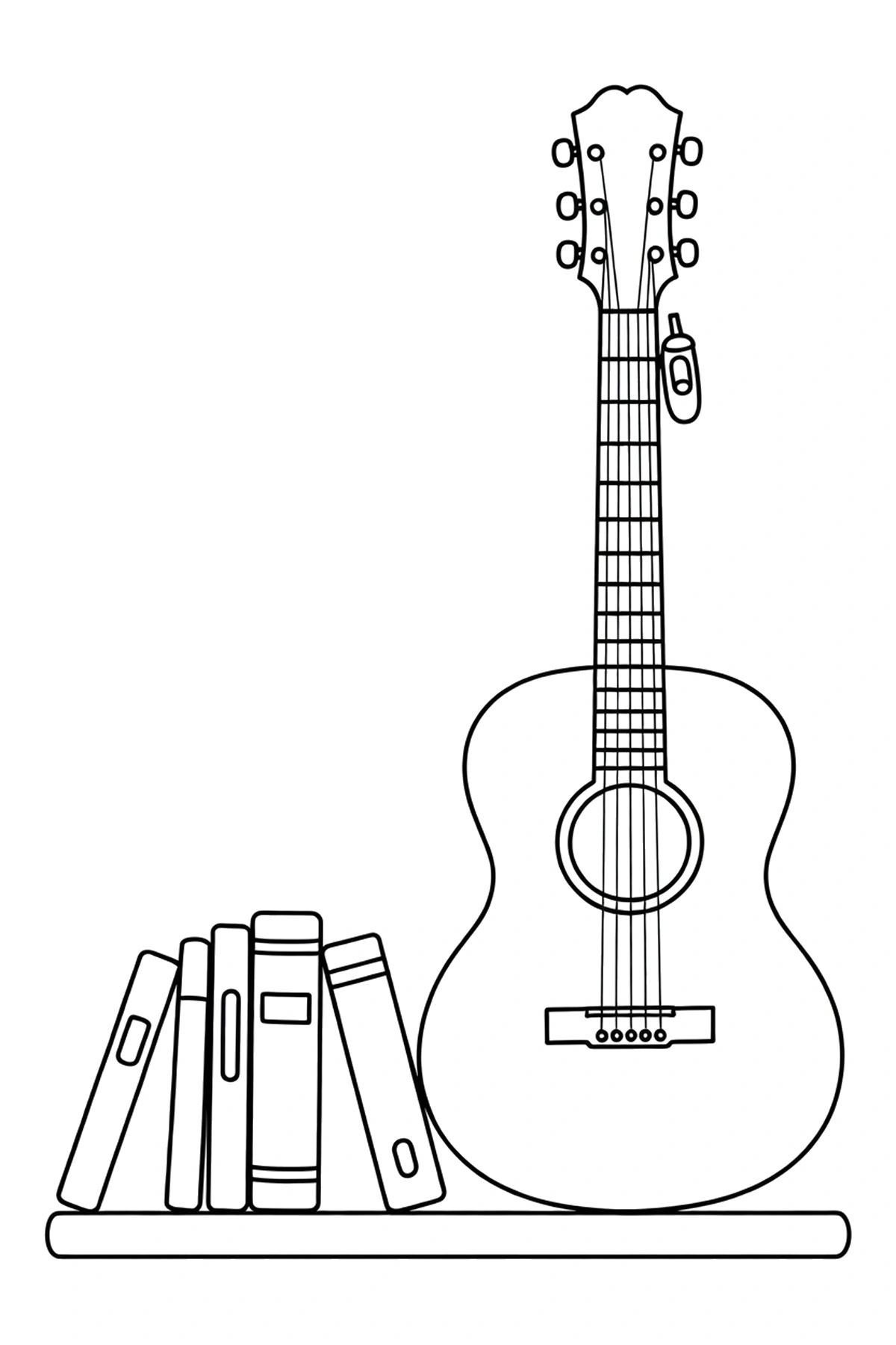shelf guitar books coloring pages shelf guitar books coloring pages