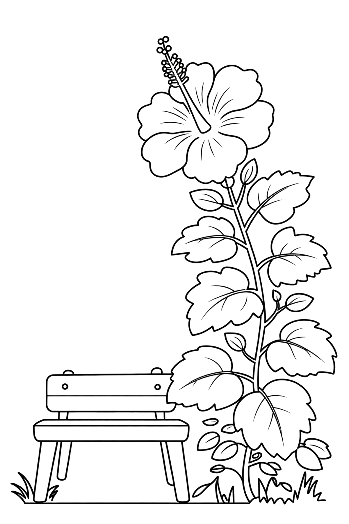 simple hibiscus coloring page