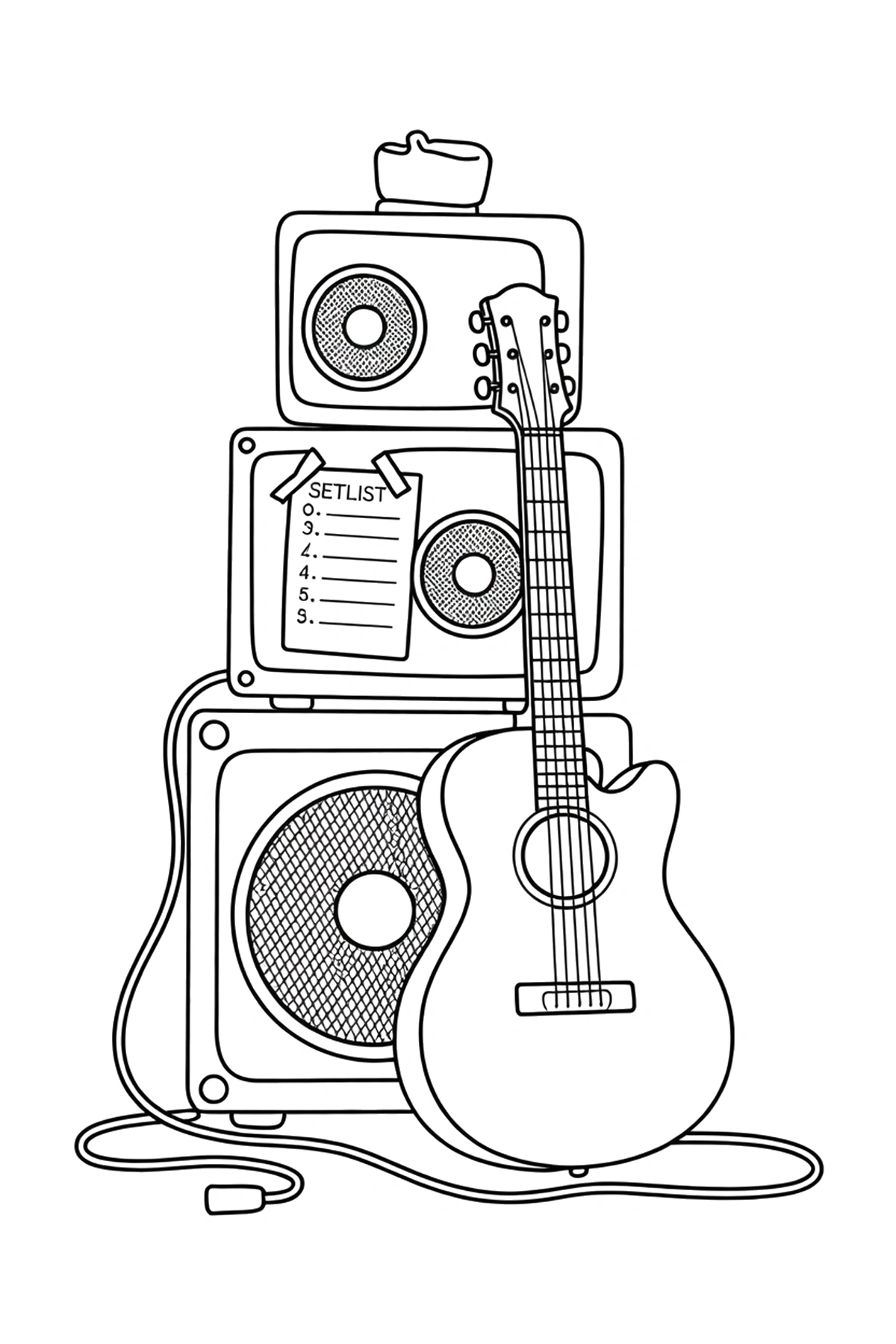 speaker stack guitar coloring sheets