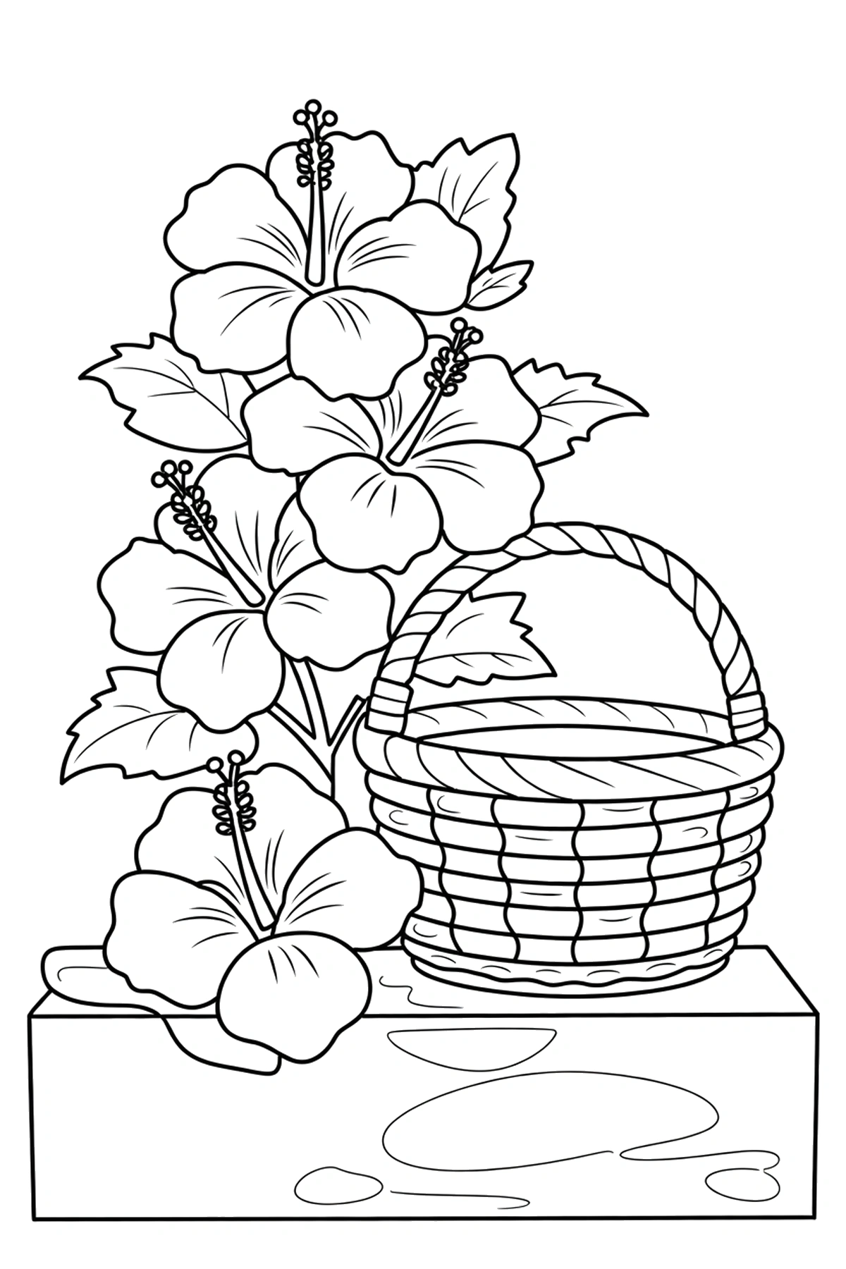 stacking hibiscus porch basket coloring pages