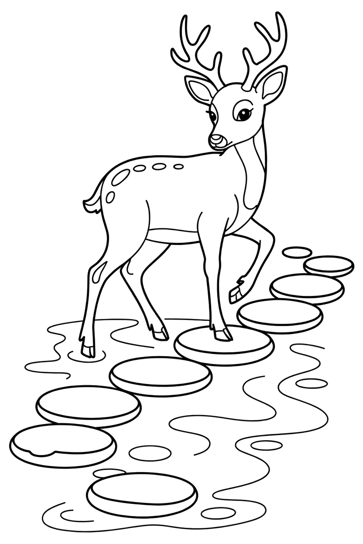 stepping stones deer coloring page