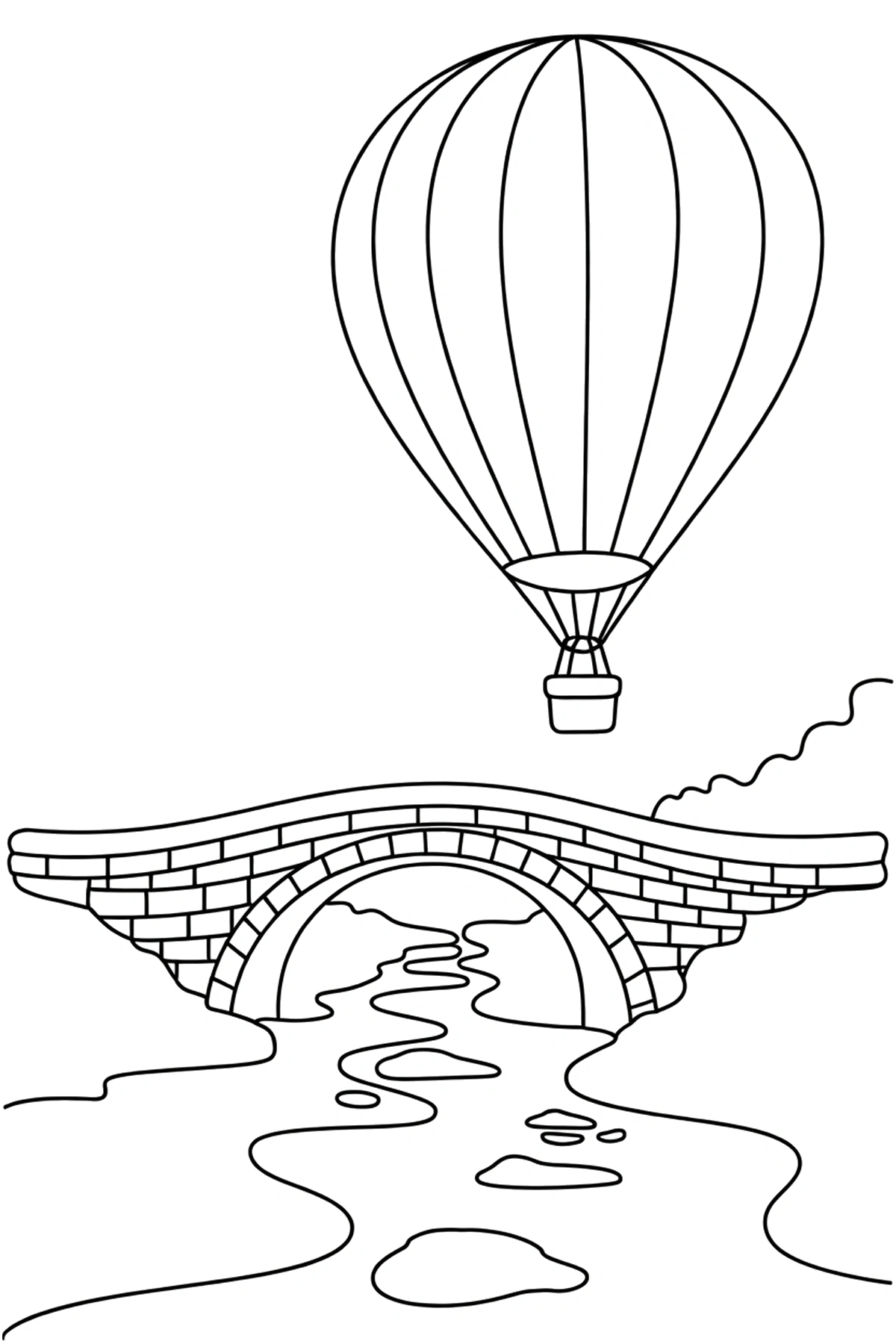 stone bridge hot air balloon coloring pages