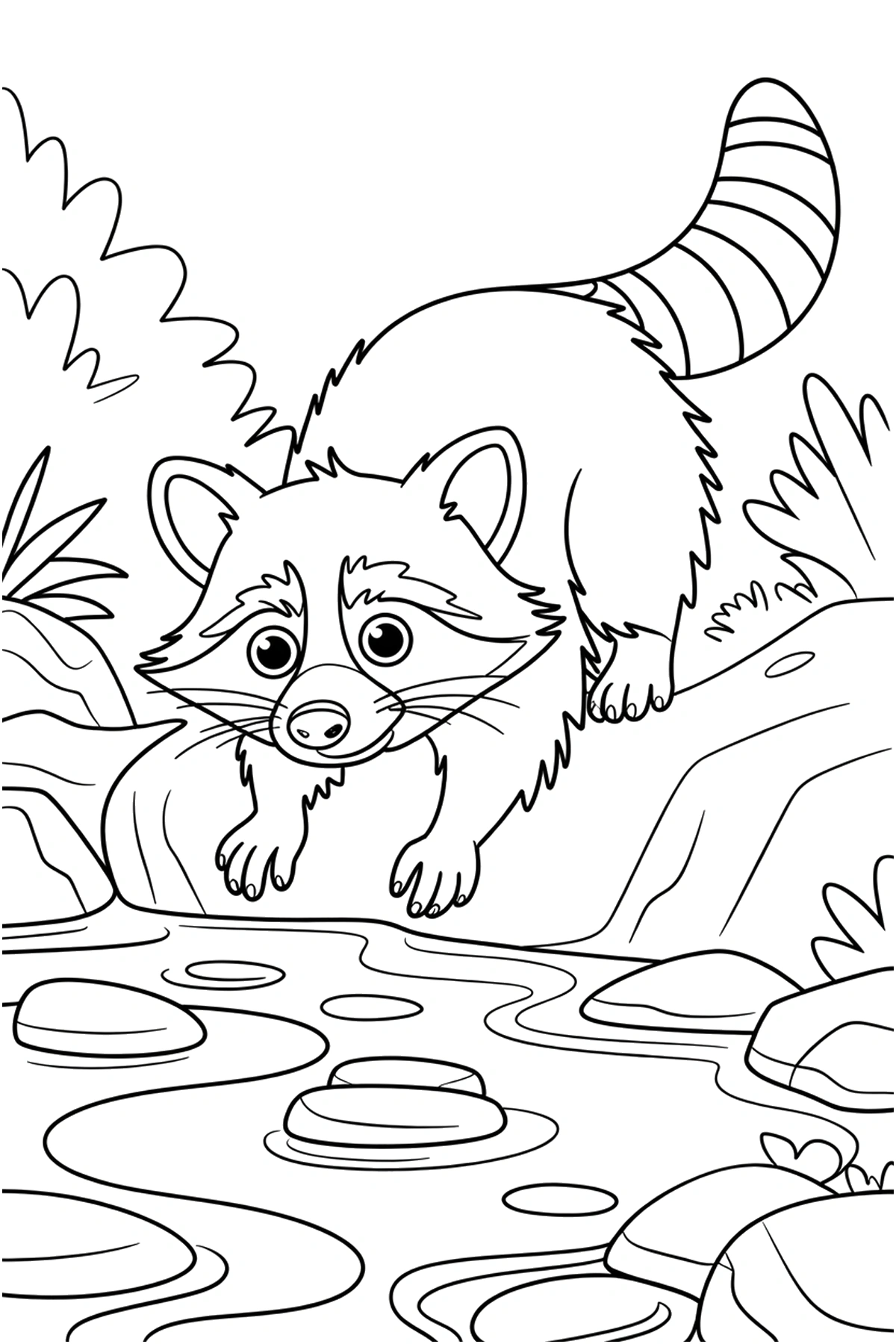 stream edge raccoon coloring pages