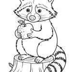 Raccoon Coloring Pages – Small Paws Holding a Found Treasure stump-raccoon-object-coloring-sheets