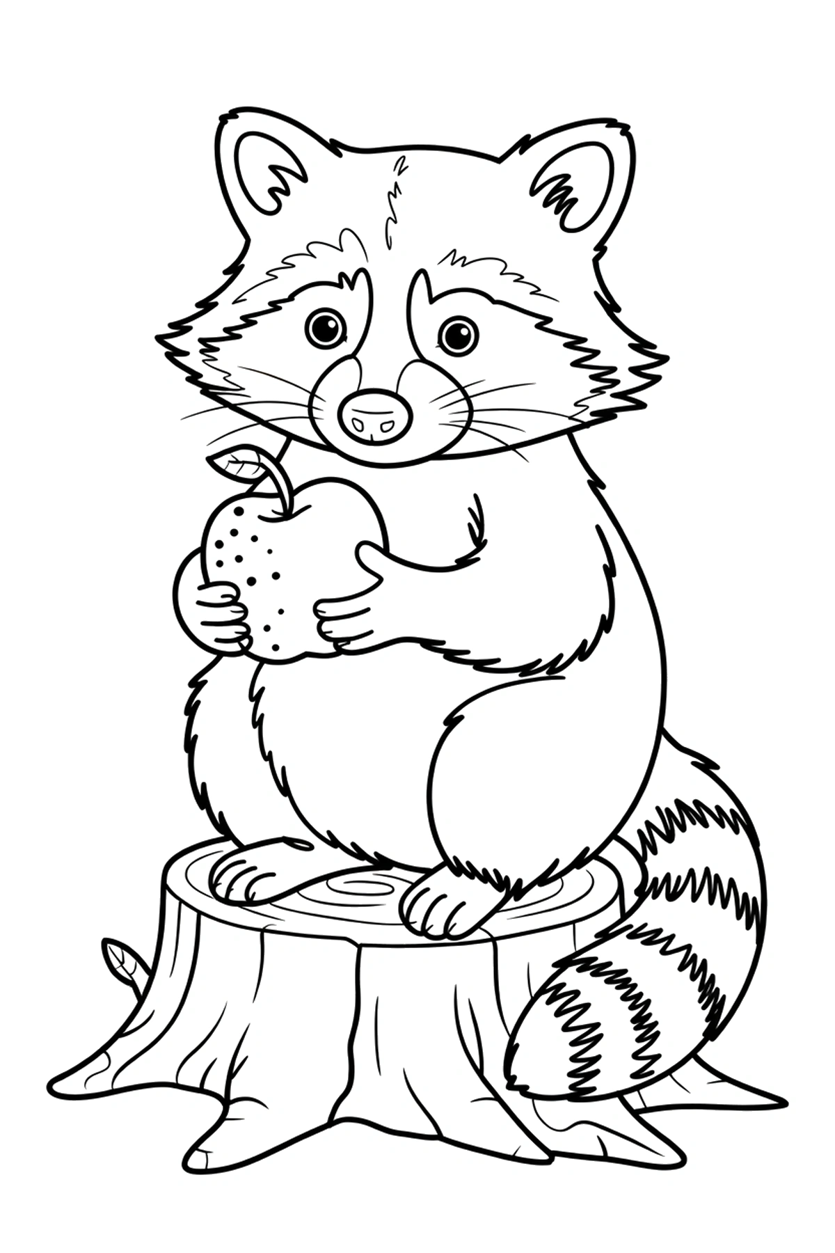 stump raccoon object coloring sheets