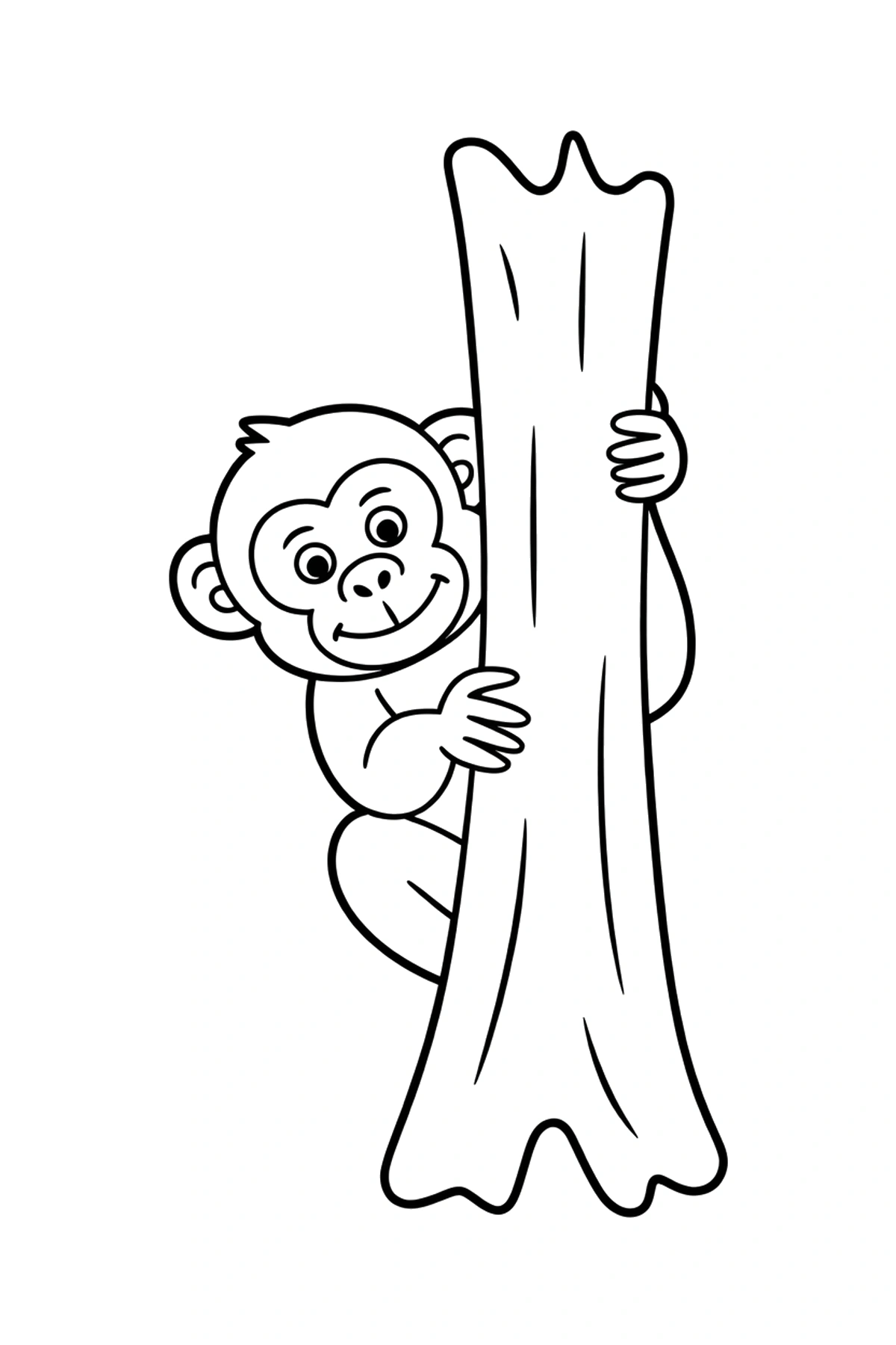 tree trunk monkey coloring page