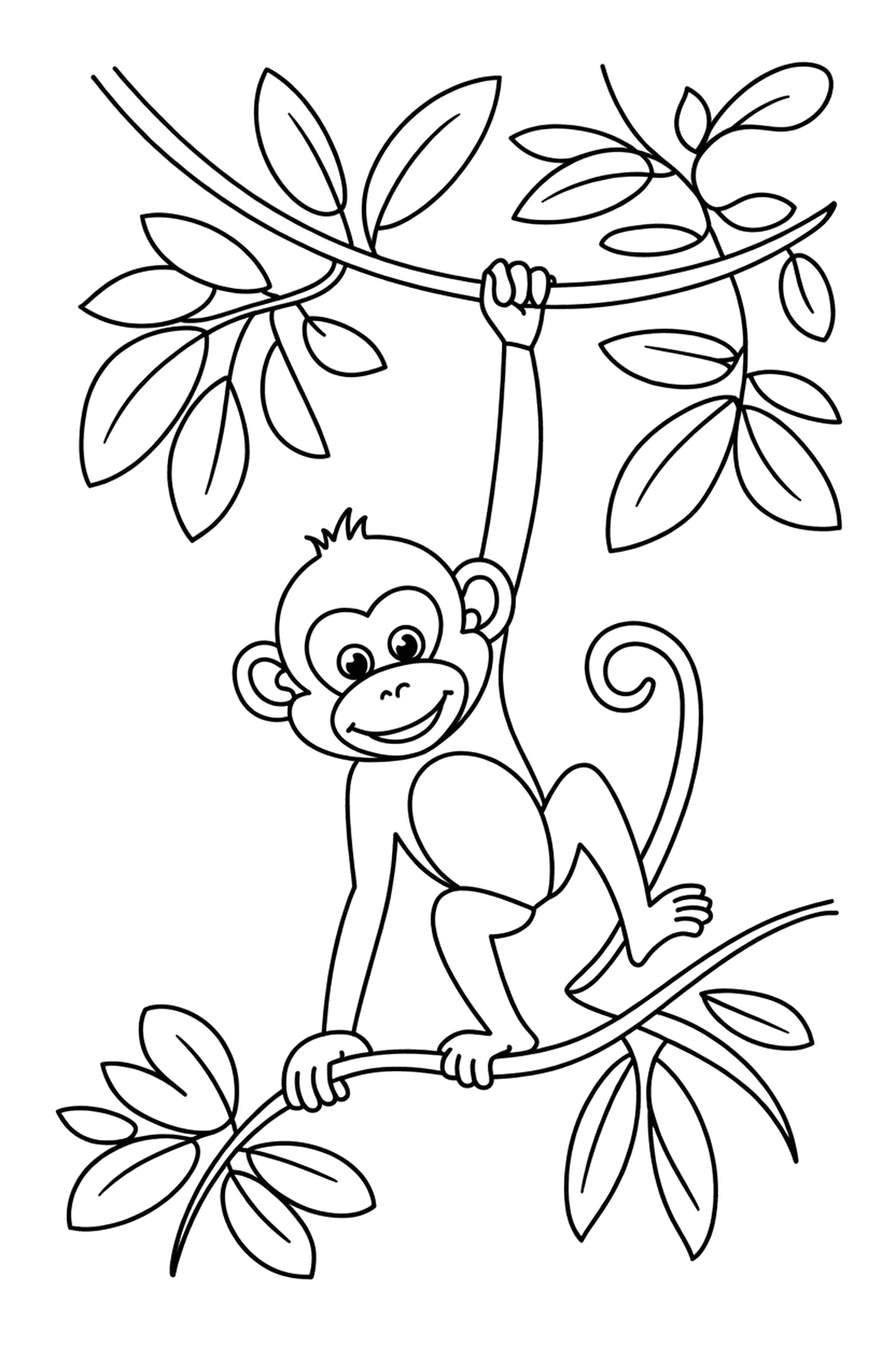 twisted vine monkey coloring page
