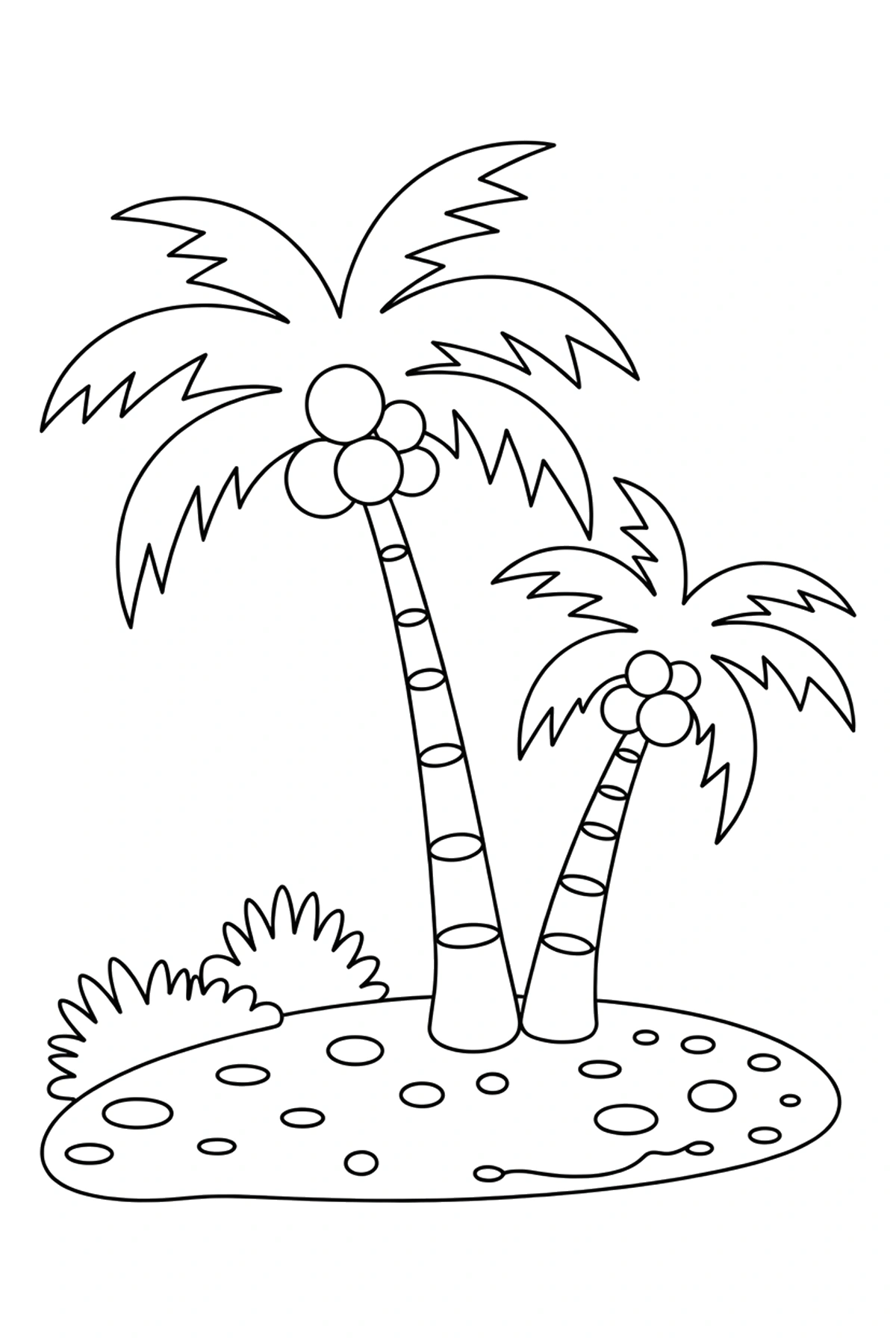 two palm trees gravel path coloring sheets
