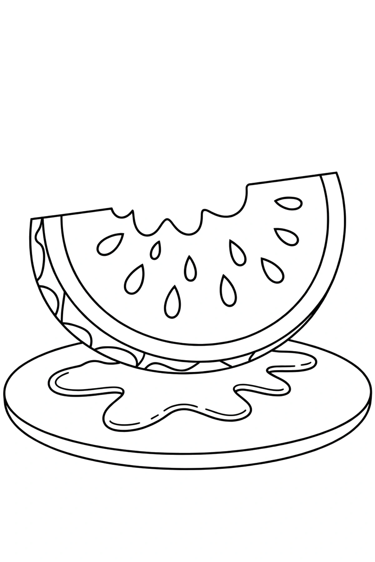 watermelon coloring page wooden table