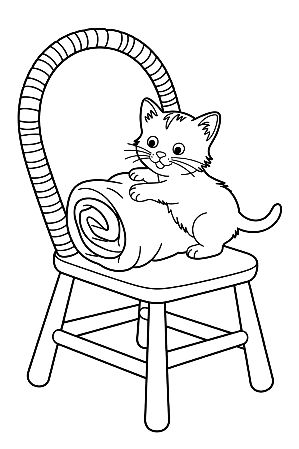 wicker chair kitten coloring pages