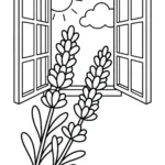 window-lavender-stems-coloring-page