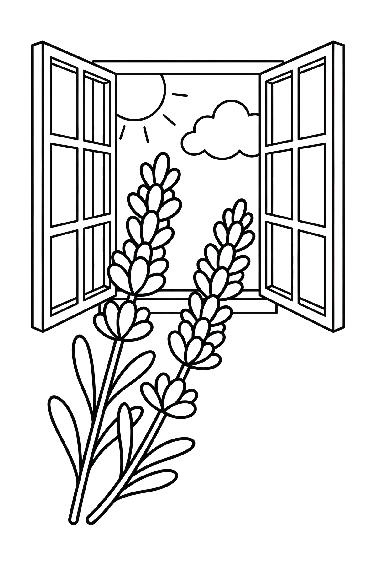 window lavender stems coloring page