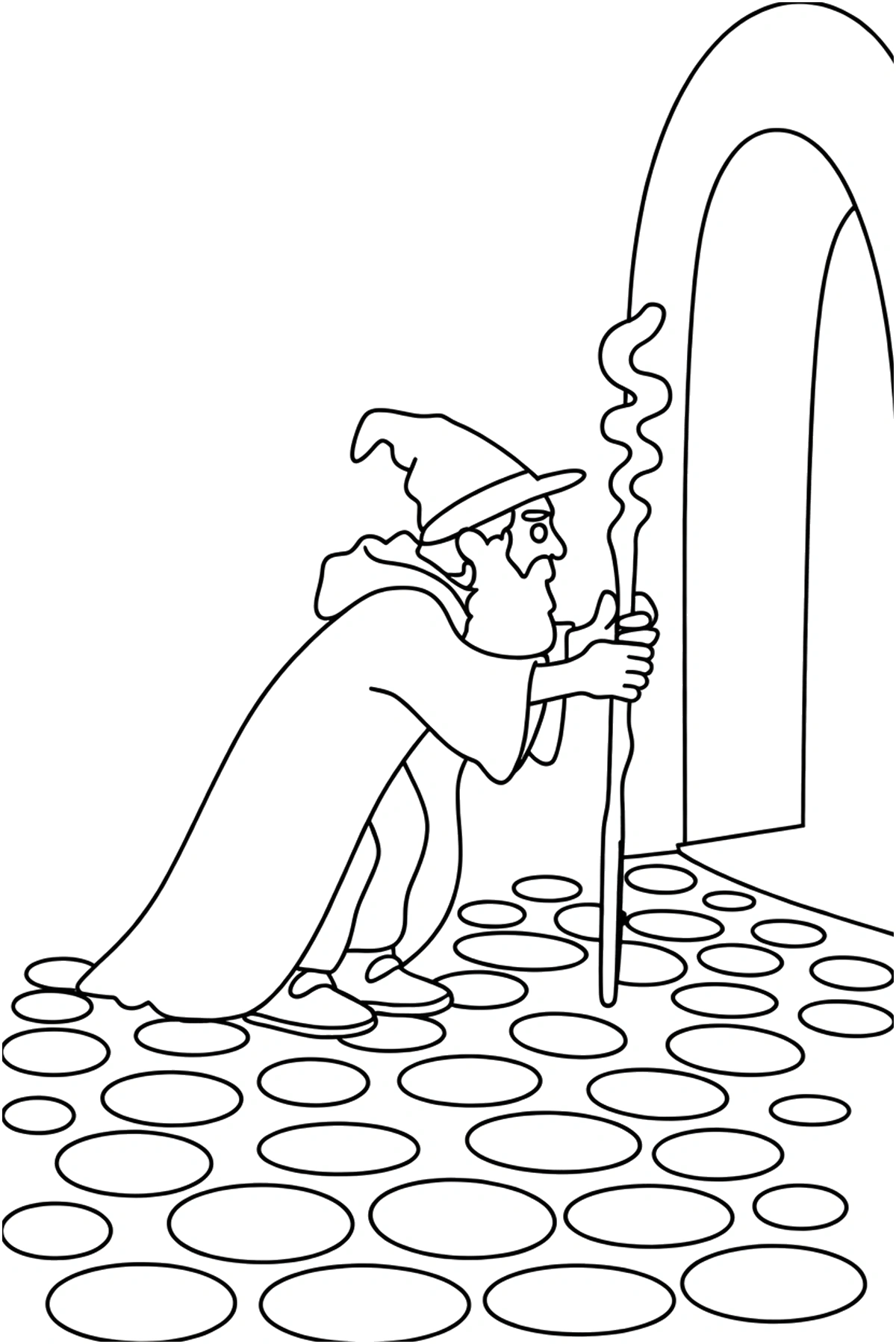 wizard cobblestone path gate coloring pages