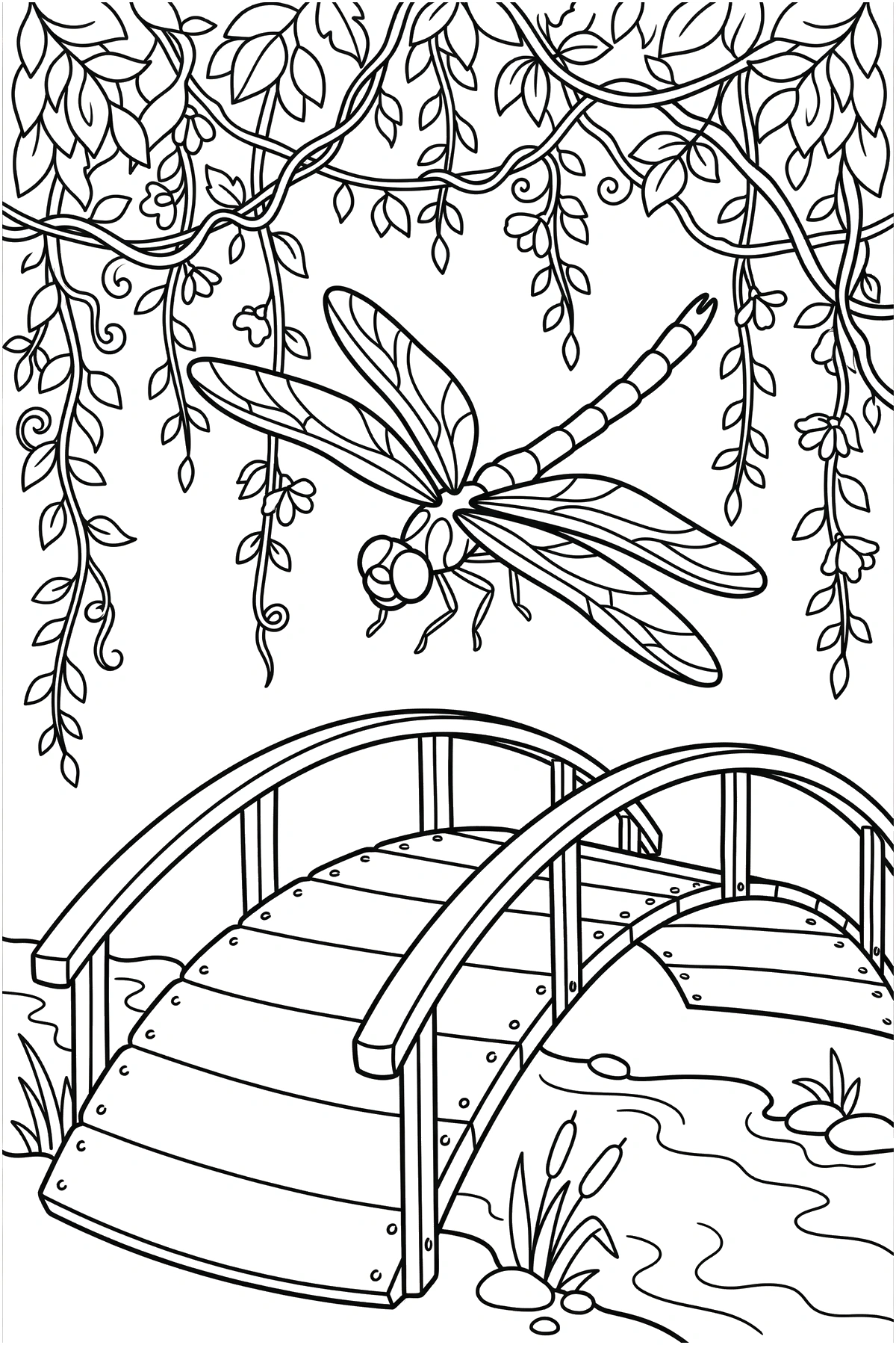 wooden bridge dragonfly coloring page wooden bridge dragonfly coloring page