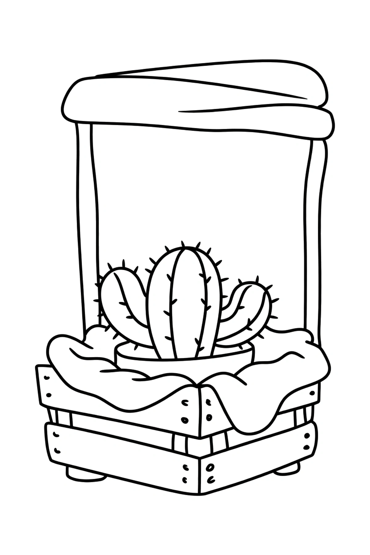 wooden crate cactus coloring pages