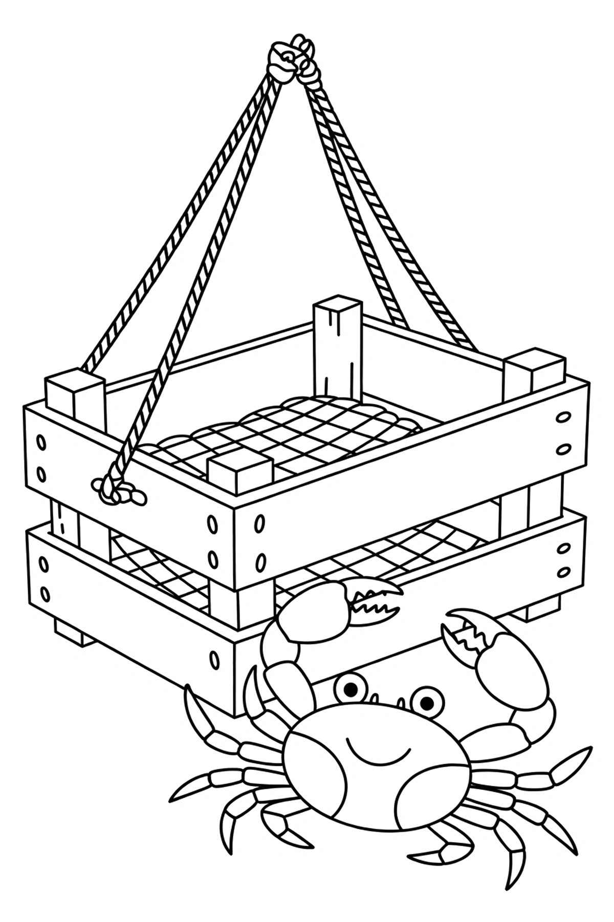 wooden crate crab arranging coloring page