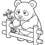 wooden-fence-bamboo-panda-coloring-sheets