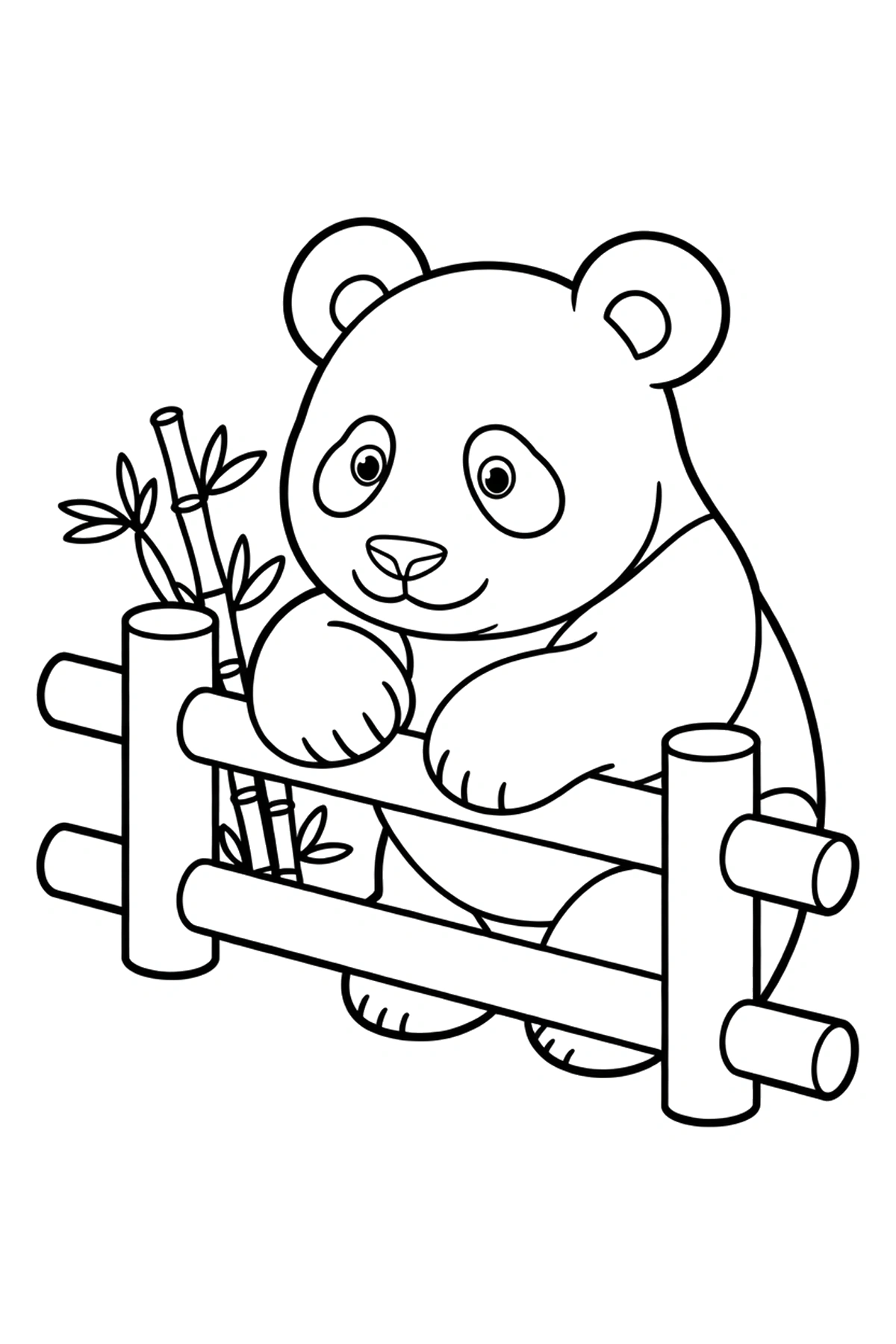 wooden fence bamboo panda coloring sheets