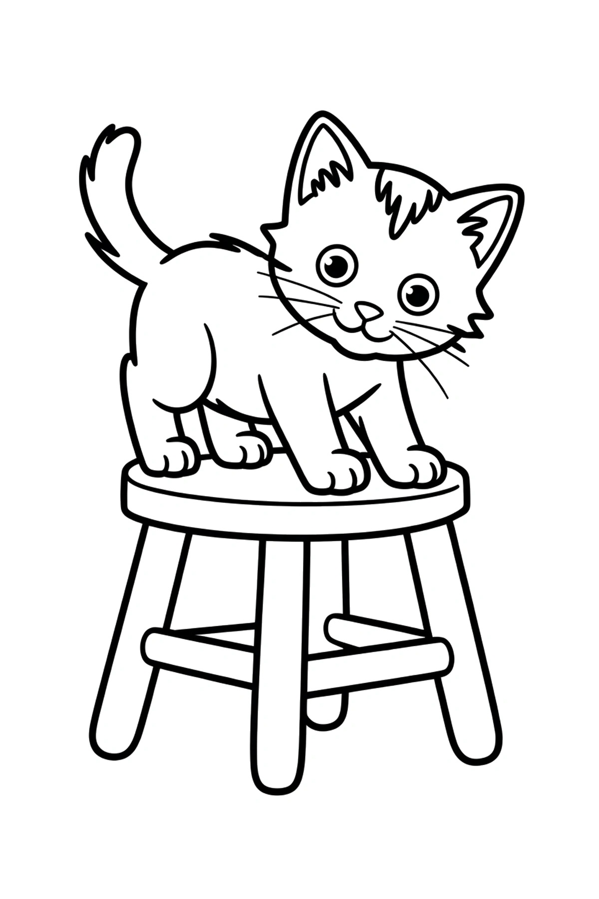 wooden stool kitten coloring sheets
