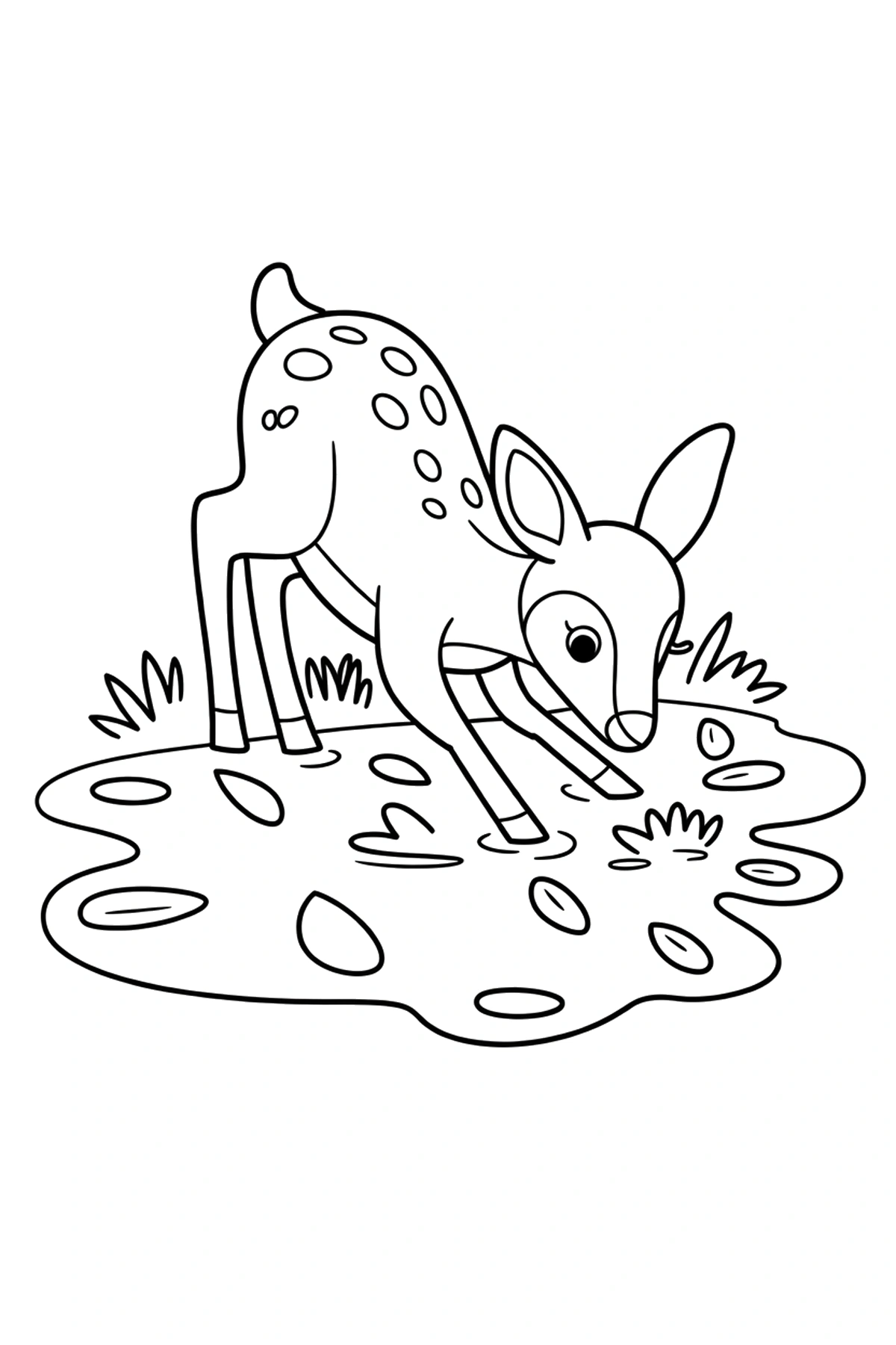 woodland puddle deer coloring pages